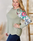 Hailey & Co Full Size Printed Round Neck Blouse