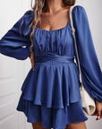 Long Balloon Sleeve Layered Romper - Online Only
