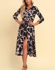 Printed Button Front Belted Midi Dress - Online Only