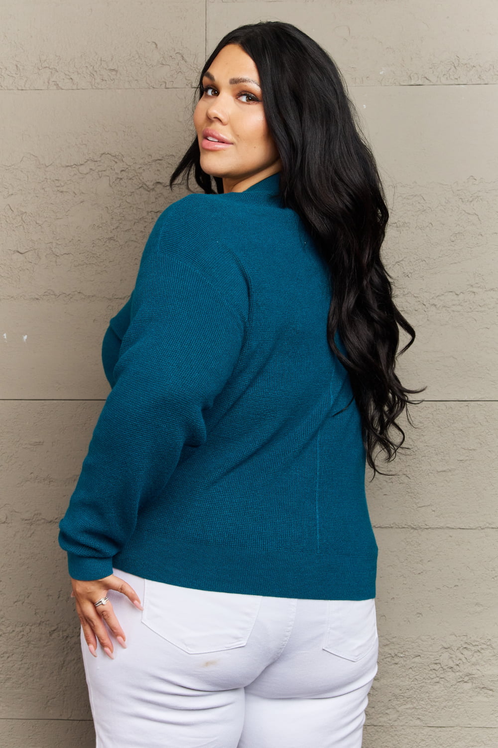 Zenana Kiss Me Tonight Full Size Button Down Cardigan in Teal - Online Only