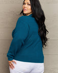 Zenana Kiss Me Tonight Full Size Button Down Cardigan in Teal - Online Only