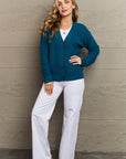 Zenana Kiss Me Tonight Full Size Button Down Cardigan in Teal - Online Only