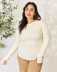 Culture Code Full Size Ribbed Round Neck Long Sleeve Top