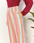 Double Take Striped Smocked Waist Pants with Pockets