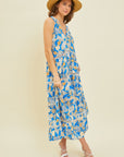 HEYSON Full Size Printed Crochet Trim Maxi Dress