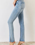 Kancan Full Size Mid Rise Y2K Slit Bootcut Jeans