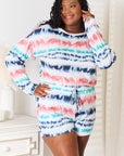 Double Take Tie-Dye Dropped Shoulder Lounge Set