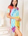 Double Take Tie-Dye V-Neck Twisted Dress