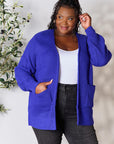 Zenana Full Size Waffle-Knit Open Front Cardigan