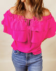 Tied Off-Shoulder Layered Blouse - Online Only