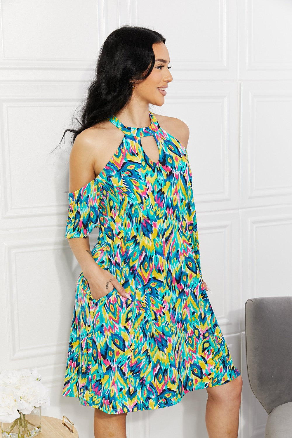 Sew In Love Perfect Paradise Printed Cold-Shoulder Dress - Online Only