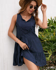 Tassel Tie Lace Trim Sleeveless Dress - Online Only