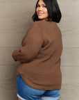 Zenana Breezy Days Plus Size High Low Waffle Knit Sweater - Online Only