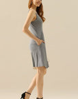 Doublju Full Size Round Neck Ruched Sleeveless Dress with Pockets