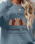 Farm Fresh Christmas Trees Graphic Round Neck Long Sleeve Sweatshirt