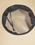 Fame Rope Strap Wide Brim Weave Hat