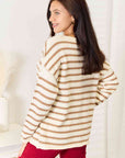 Double Take Striped Boat Neck Sweater