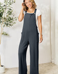 Double Take Full Size Wide Strap Overall with Pockets