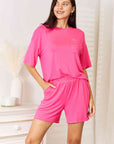 Basic Bae Full Size Soft Rayon Half Sleeve Top and Shorts Set