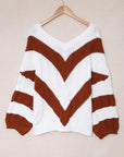 Chevron Cable-Knit V-Neck Tunic Sweater - Online Only *