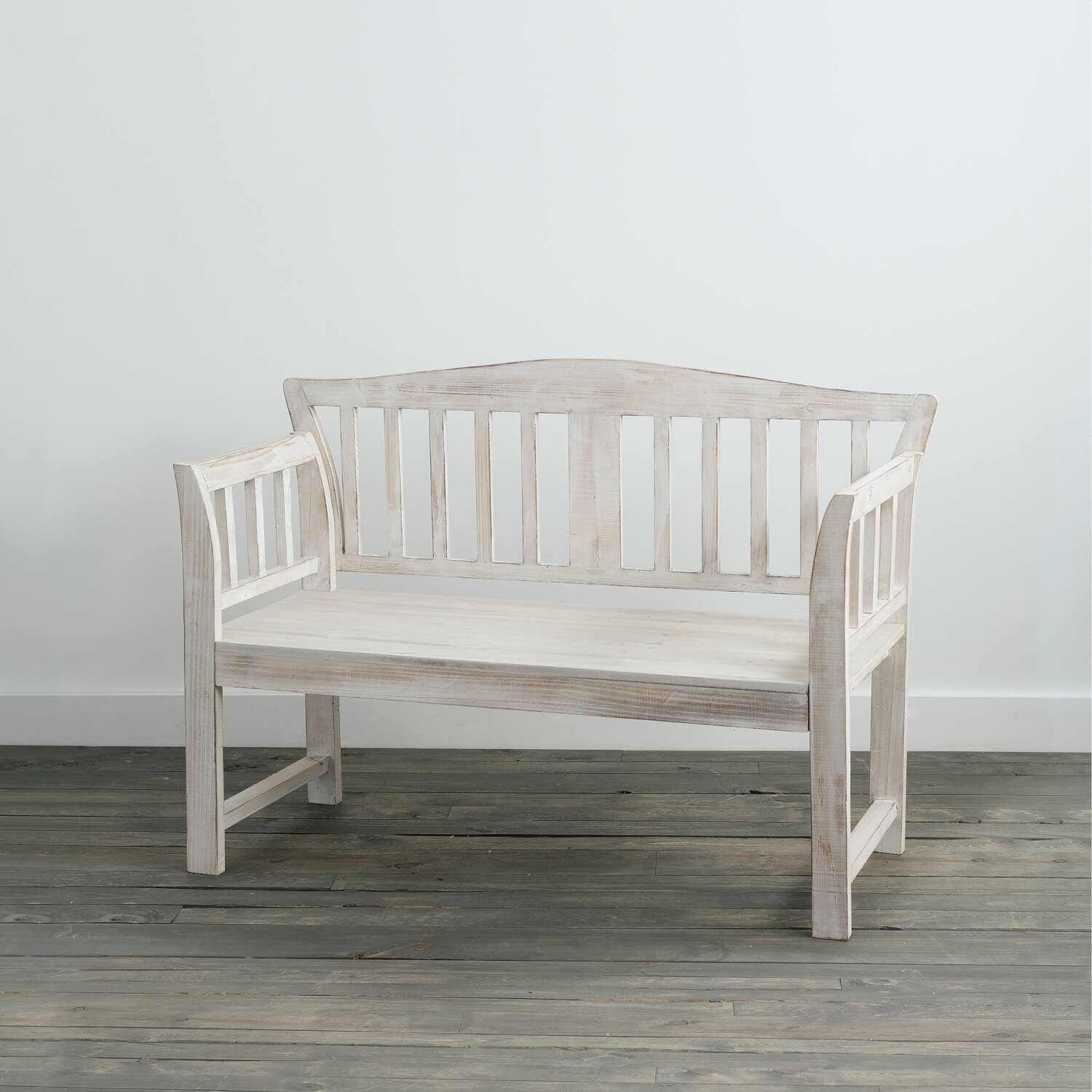 Whitewashed Wooden Bench - Online Only