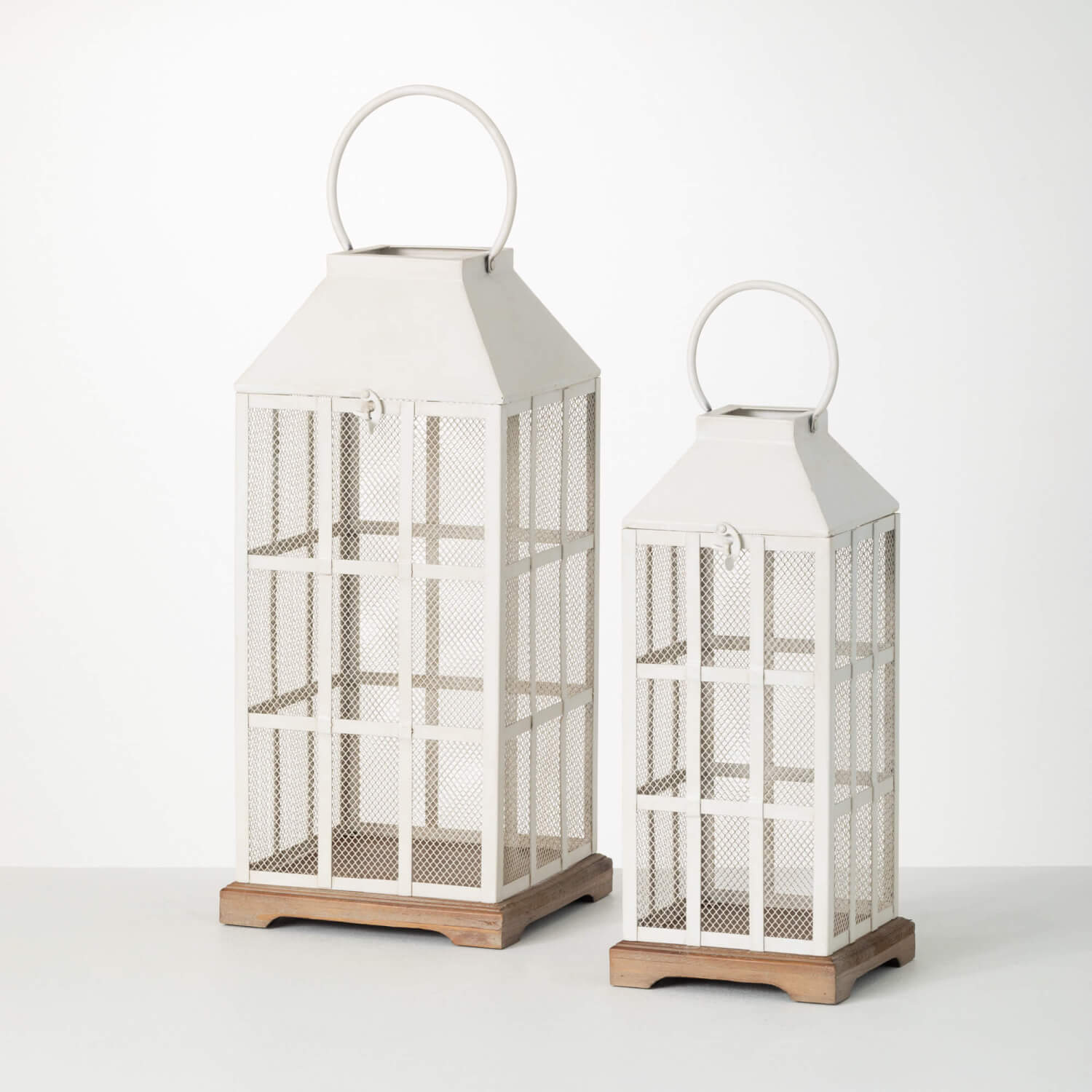 Ivory White Classic Lantern Set of 2 - Online Only