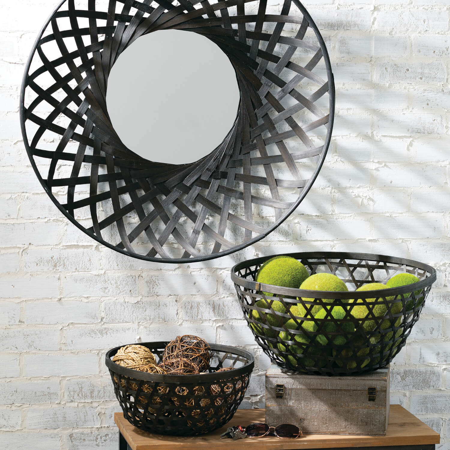 Black  Bamboo Wall Mirror - Online Only