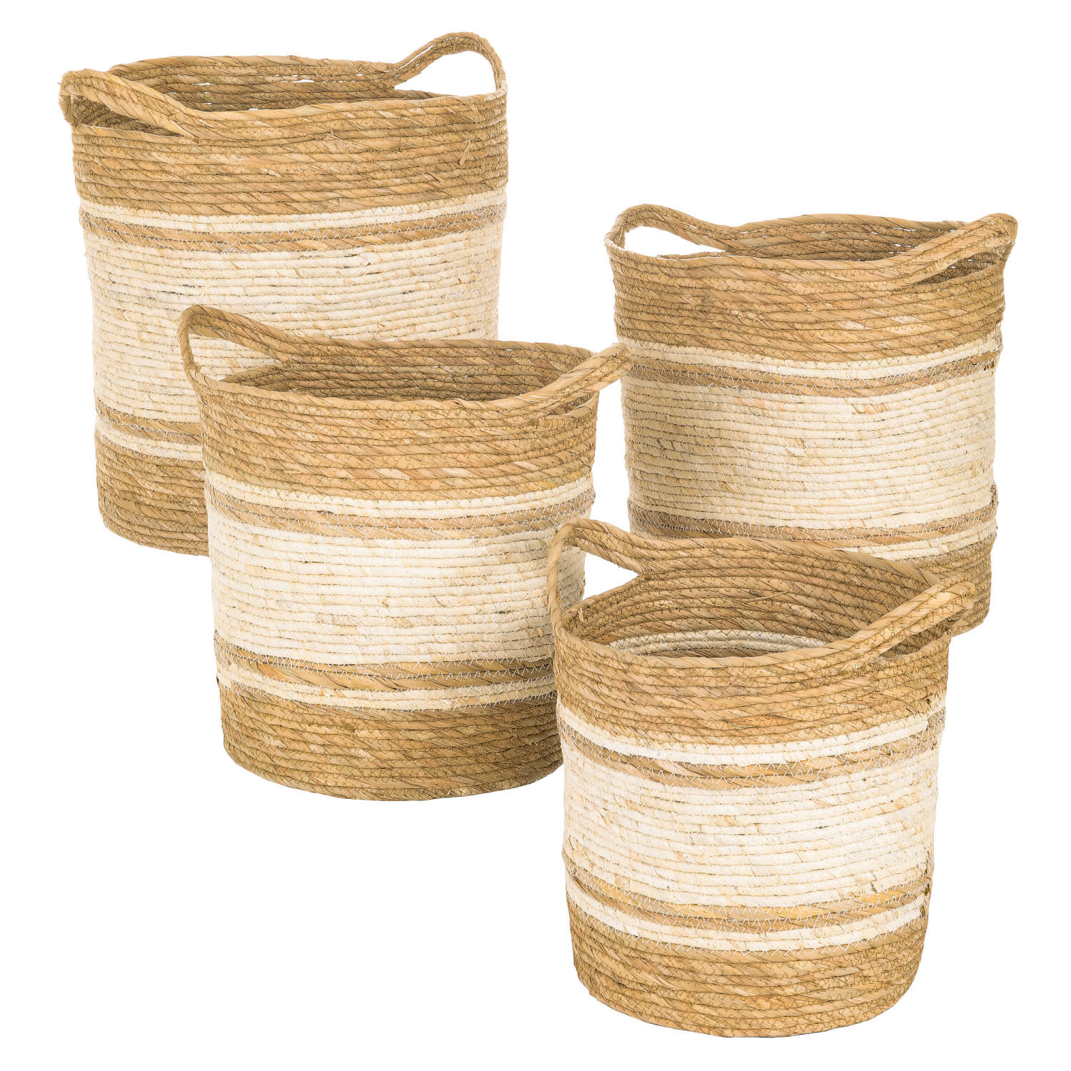 Woven Handled Tote Baskets Set of 4  - Online Only