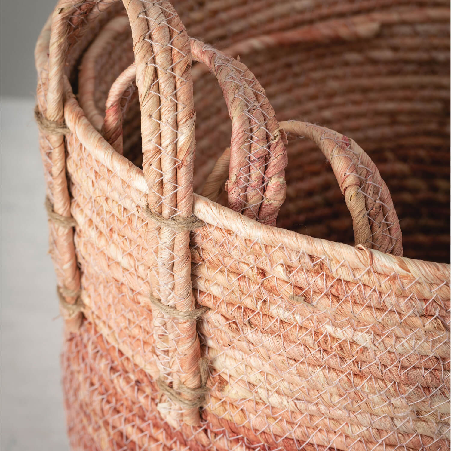 Pink Pastel Woven Basket Set of 3 - Online Only