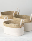 Woven Straw Basket Set of 3  - Online Only