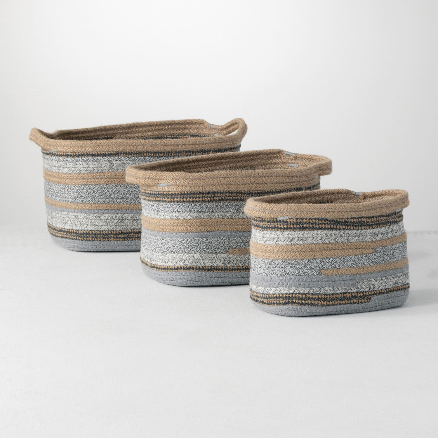 Tri-Colored Gray Basket Set of 3 - Online Only