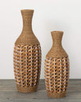 Organic Woven Rattan Vases Set of 2 - Online Only