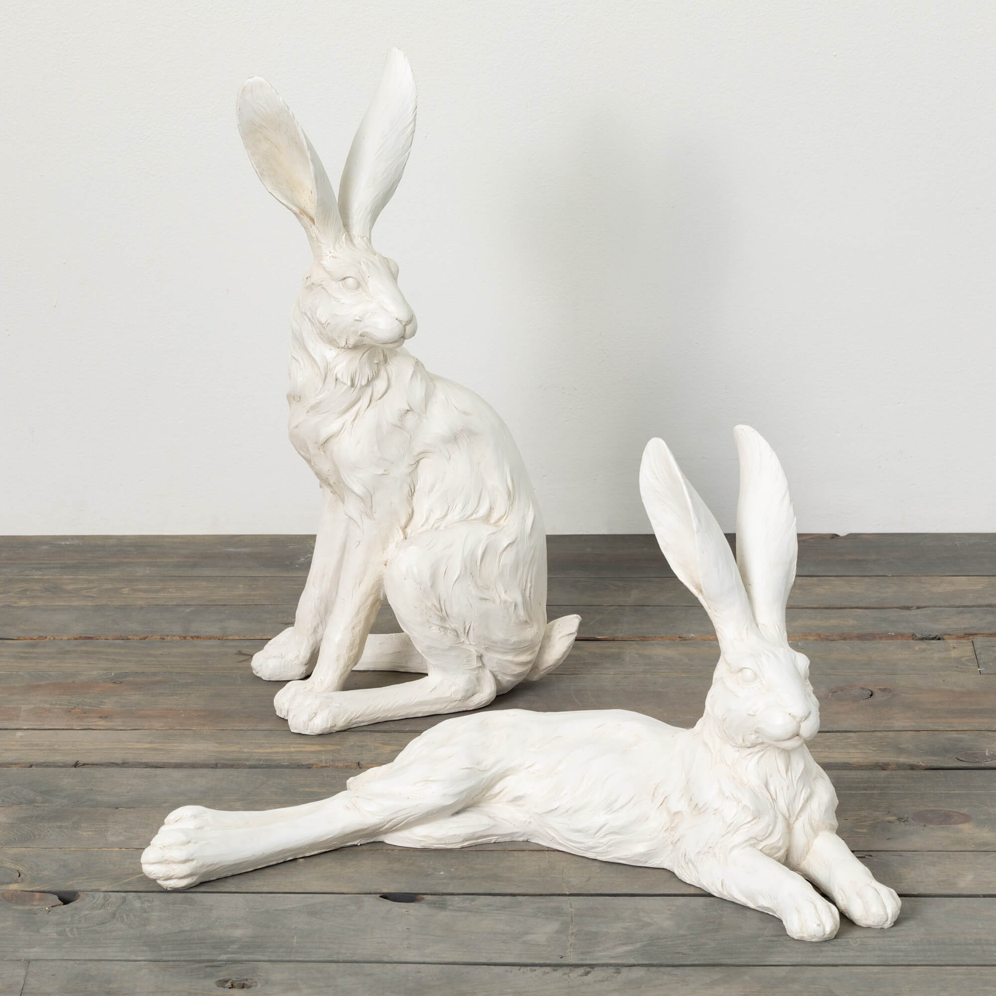 Large Whitewashed Rabbits (Set of 2) - Online Only