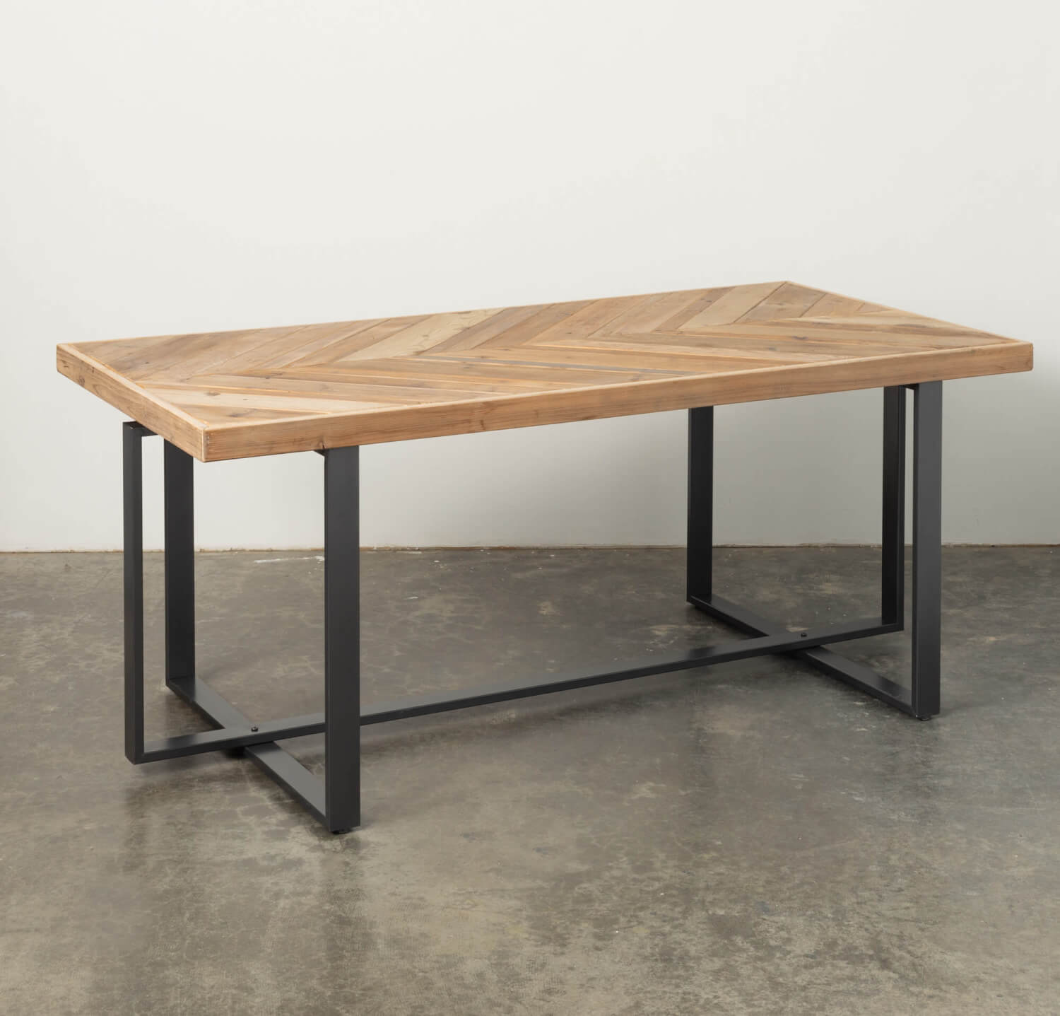 Wood Top Table with V-Pattern - Online Only